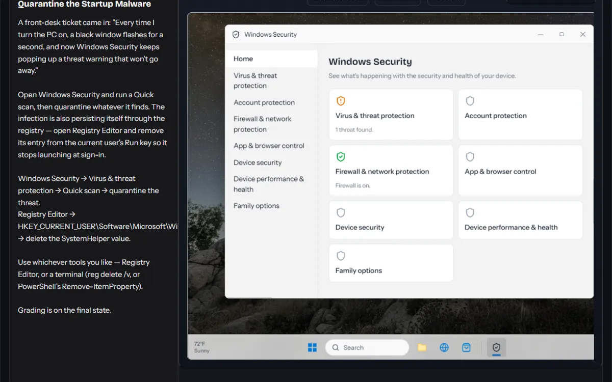 The Quarantine the Startup Malware lab before you start