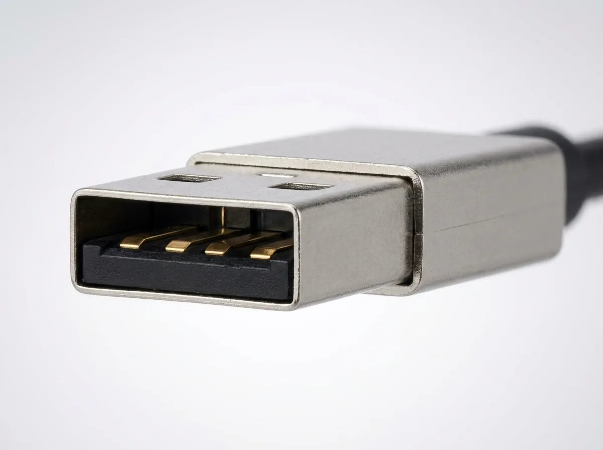 USB 2.0 Type-A connector with black plastic insert and four contacts