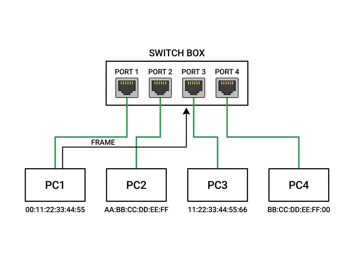 Switch sending a frame only to the destination port matching its MAC address